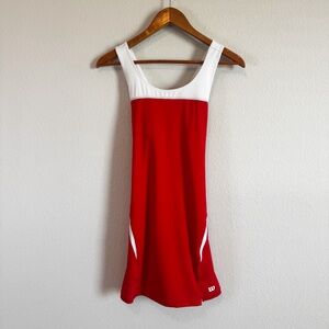 Wilson Women's Red White Criss Cross Back Shelf Bra Tennis Pickleball Dress S